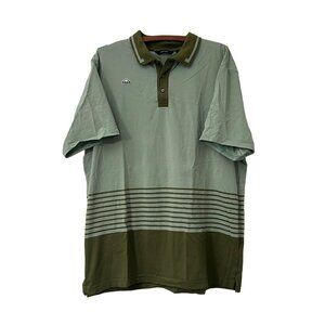 Radmor Green Striped Retro Collar Embroidered Short Sleeve Golf Polo Shirt XL